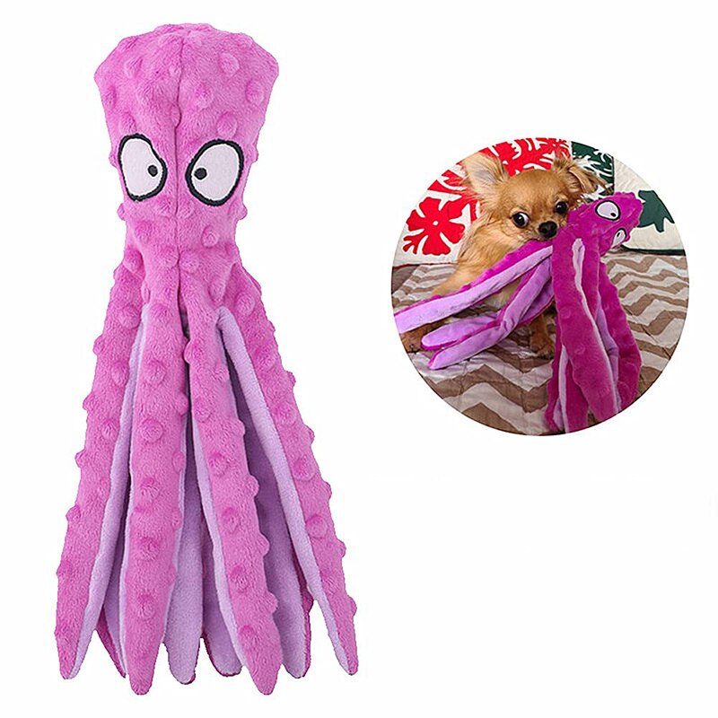 Octopus Squeaky Dog Toys For Teething Soft Durable Interactive Dog Chew Toys For Puppies