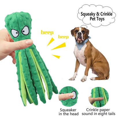 Octopus Squeaky Dog Toys For Teething Soft Durable Interactive Dog Chew Toys For Puppies