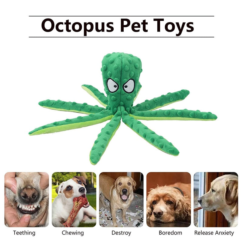 Octopus Squeaky Dog Toys For Teething Soft Durable Interactive Dog Chew Toys For Puppies