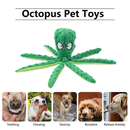 Octopus Squeaky Dog Toys For Teething Soft Durable Interactive Dog Chew Toys For Puppies