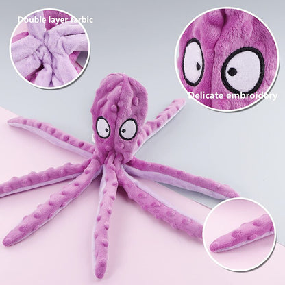 Octopus Squeaky Dog Toys For Teething Soft Durable Interactive Dog Chew Toys For Puppies