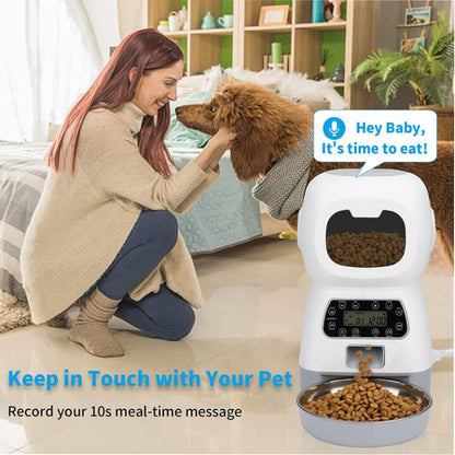 Automatic Pet Feeder 3.5L Smart Food Dispenser For Cats Dogs Timer Stainless Steel Bowl