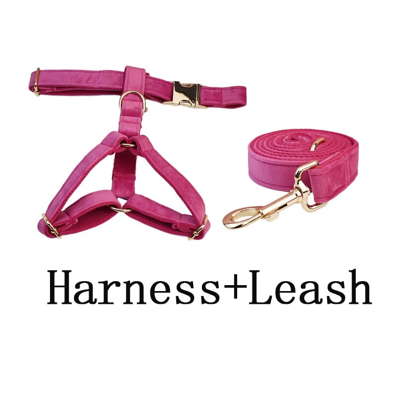 Luxury Corduroy Dog Collar & leash Set For Dogs rose red velvet