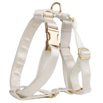 Luxury Corduroy Dog Collar & leash Set For Dogs off white