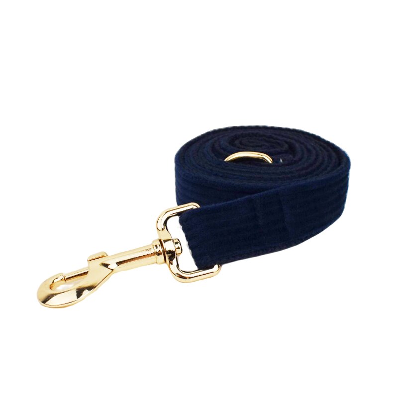 Luxury Corduroy Dog Collar & leash Set For Dogs navy blue