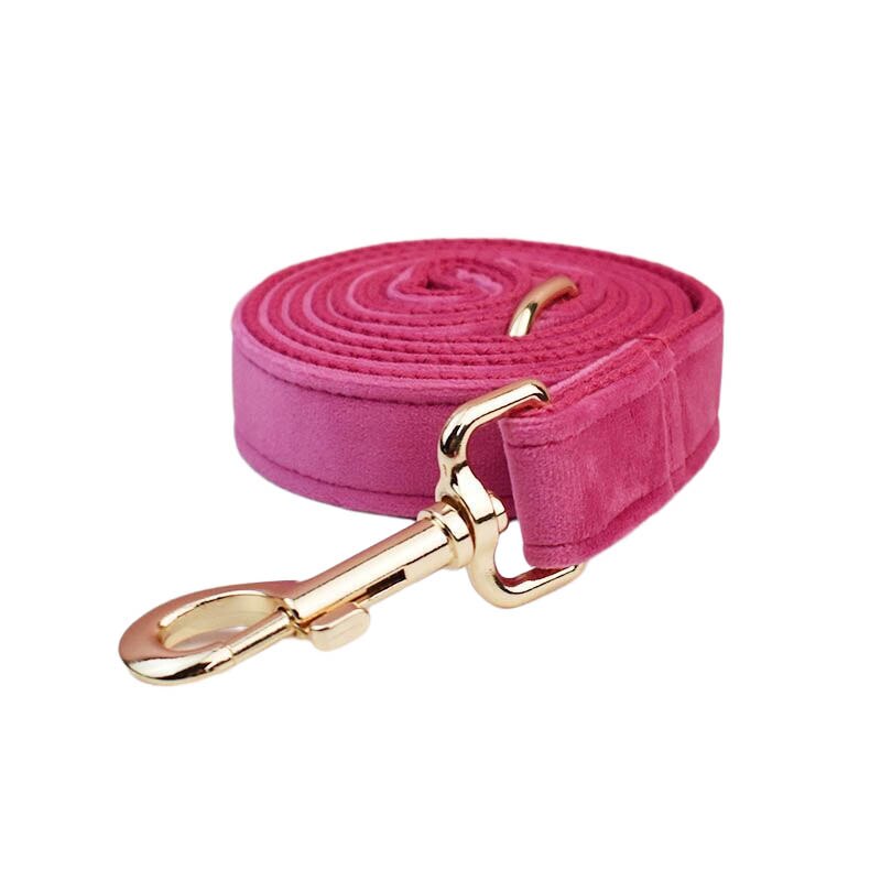 Luxury Corduroy Dog Collar & leash Set For Dogs rose red velvet