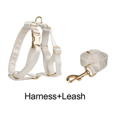 Luxury Corduroy Dog Collar & leash Set For Dogs off white