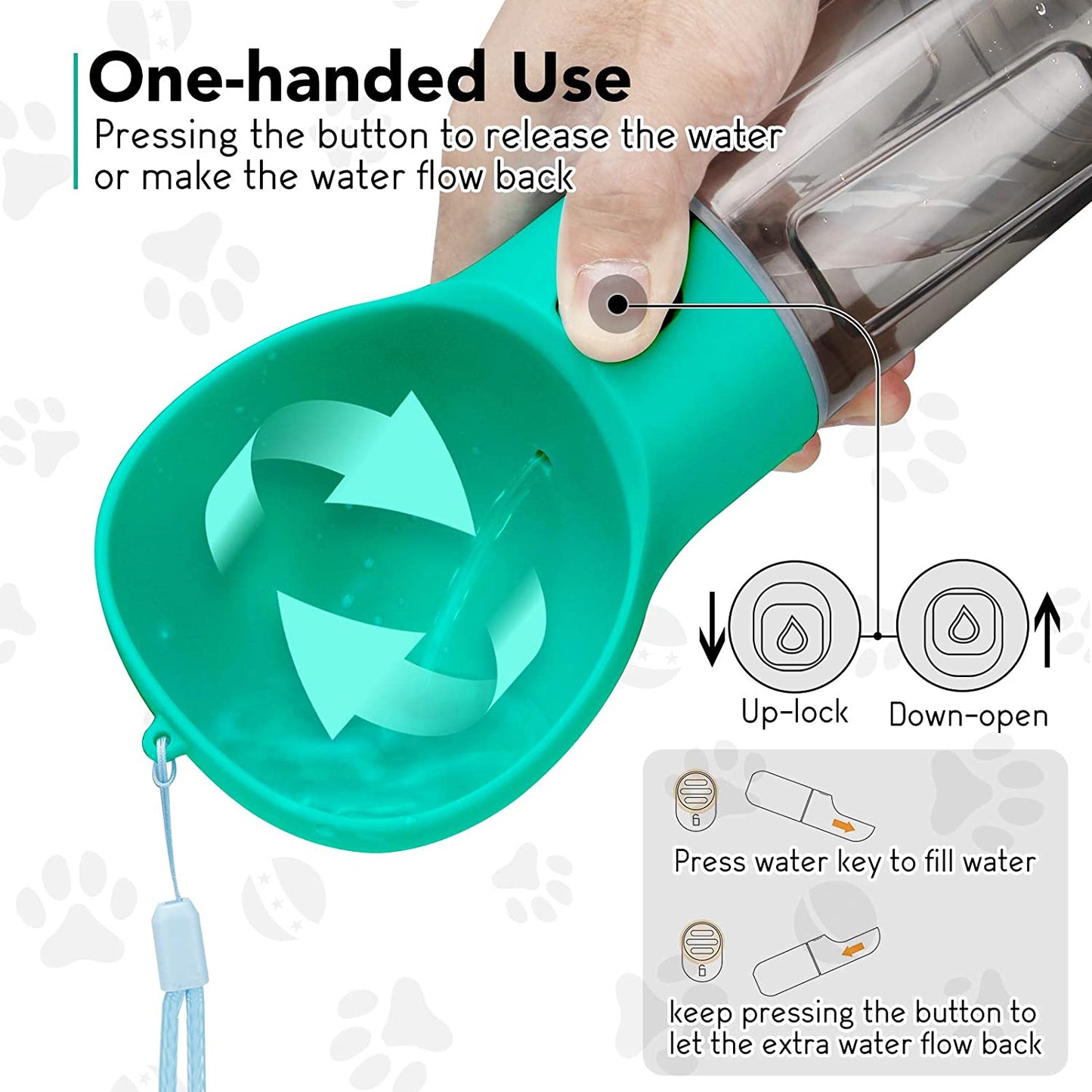 Portable Dog Water Bottle Food Feeder Drinker Poop Dispenser 3 In 1 Leak-proof Multifunctional Waterer Bottle