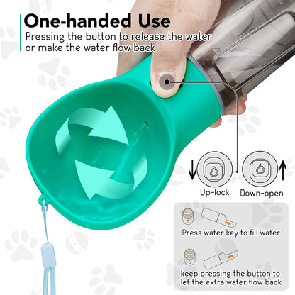 Portable Dog Water Bottle Food Feeder Drinker Poop Dispenser 3 In 1 Leak-proof Multifunctional Waterer Bottle