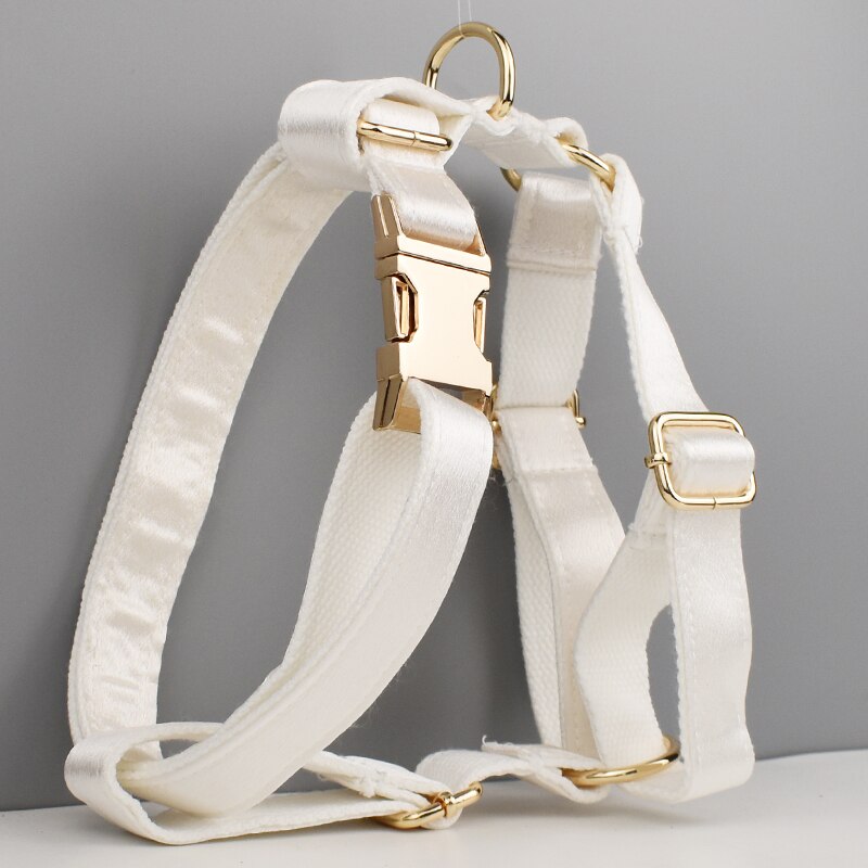 Luxury Corduroy Dog Collar & leash Set For Dogs off white