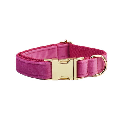 Luxury Corduroy Dog Collar & leash Set For Dogs rose red velvet