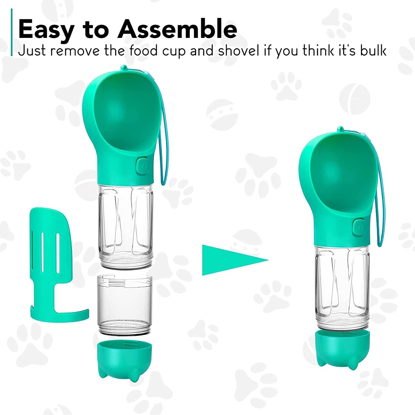 Portable Dog Water Bottle Food Feeder Drinker Poop Dispenser 3 In 1 Leak-proof Multifunctional Waterer Bottle