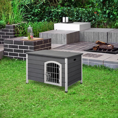 Pooch Squad Wooden Dog Crate Dog Kennel Lockable Door Small Animal House w/ Openable Top Gray