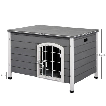 Pooch Squad Wooden Dog Crate Dog Kennel Lockable Door Small Animal House w/ Openable Top Gray